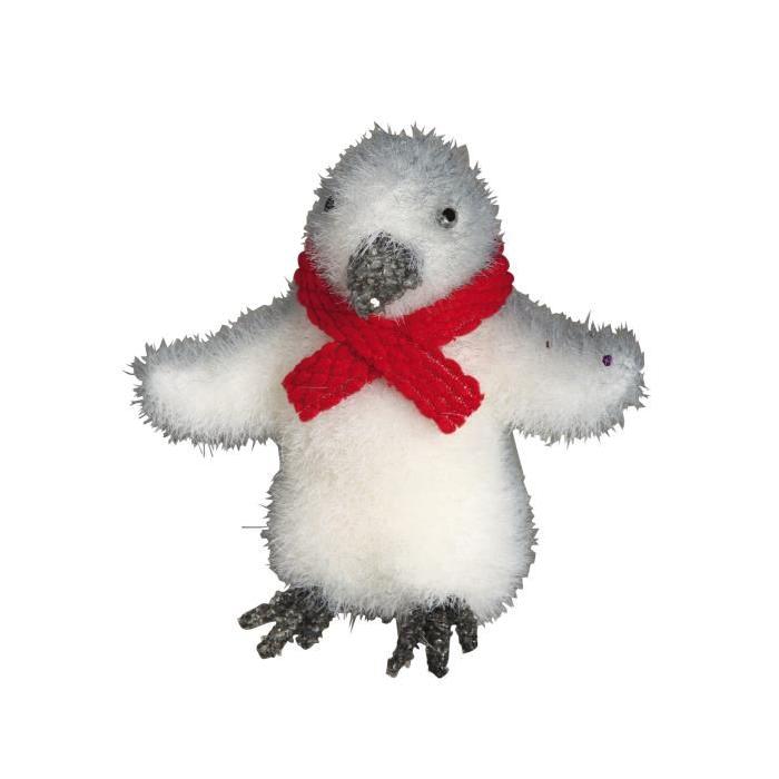 Figurine de Noël : Pingouin avec écharpe blanc et rouge 14cm