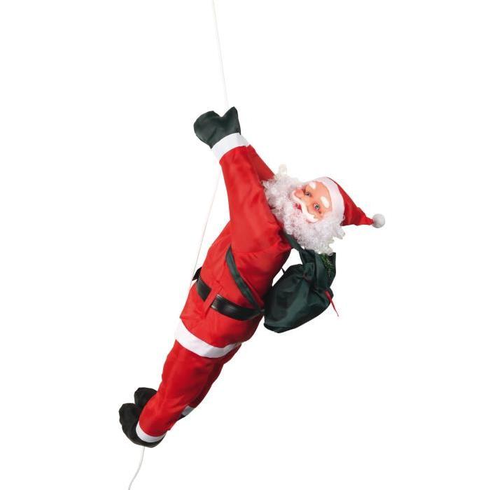 Personnage de Noël Pere Noël grimpeur rouge en plastique 90cm
