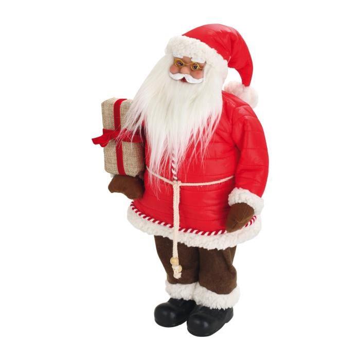 Personnage de Noël Pere Noël avec doudoune rouge 63cm