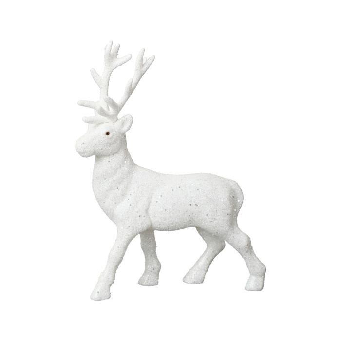 Figurine de Noël : Renne a poser blanc 21cm