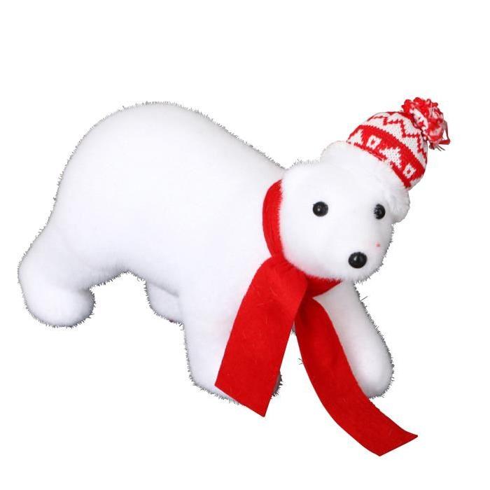 Figurine de Noël : ours en polyfoam blanc 20x12x33cm