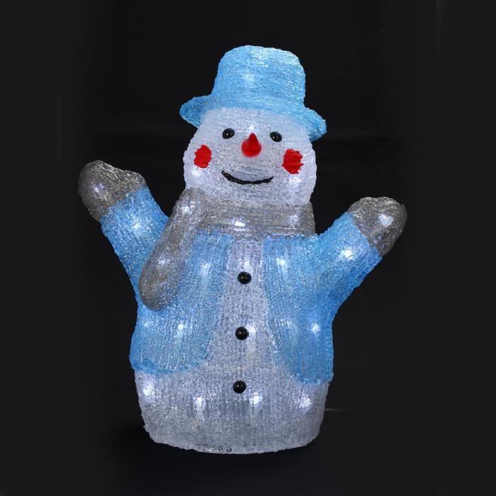 Personnage de Noël Bonhomme de neige lumineux en acrylique H35 cm