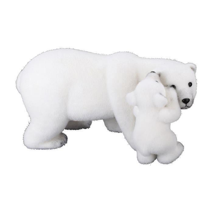 Figurine de Noël : Maman et bébé ours blancs 24x46x25cm