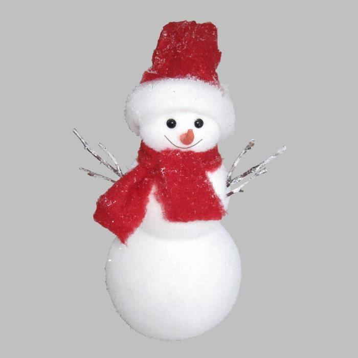 Personnage de Noël Bonhomme de neige blanc en polyform H25 cm