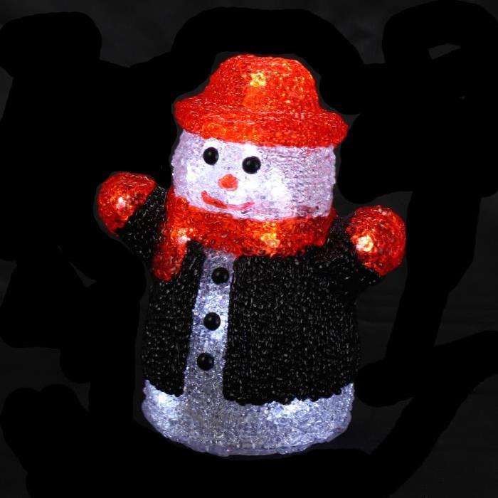 Personnage de Noël Bonhomme de neige lumineux en acrylique