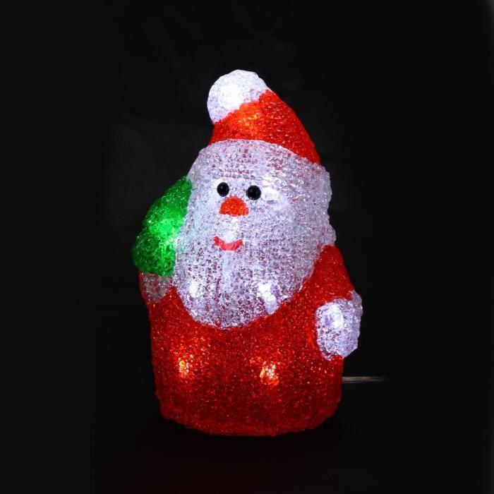 Personnage de Noël Pere Noël lumineux rouge & blanc en acrylique