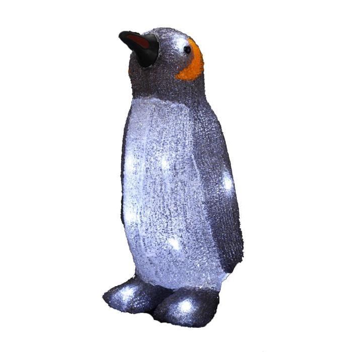 Figurine de Noël : Pingouin lumineux multicolore 14x12x23cm
