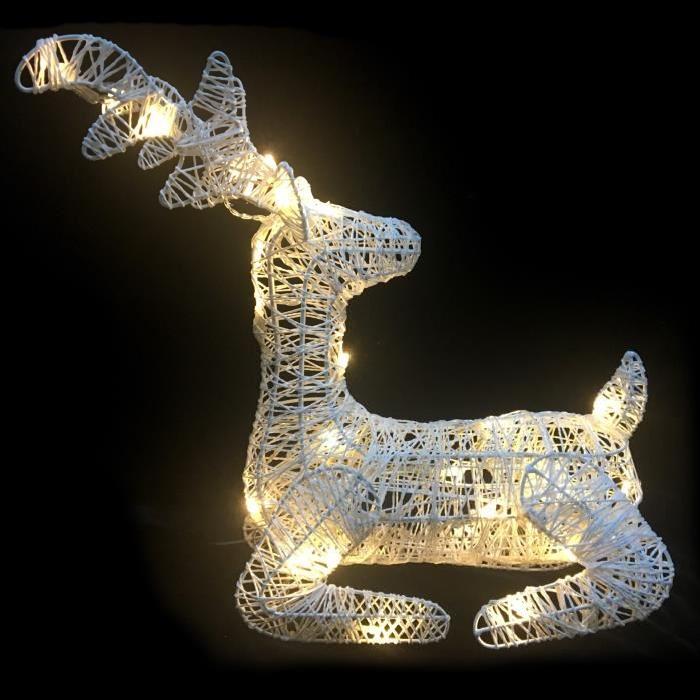 Figurine de Noël : Renne couché lumineux en métal & papier 45cm