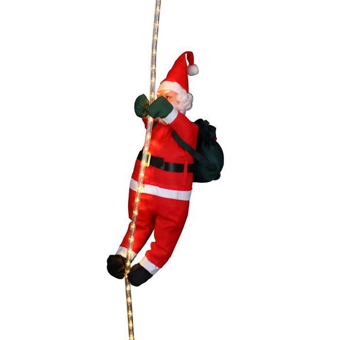 Personnage de Noël Pere Noël grimpeur blanc avec cordon lumineux