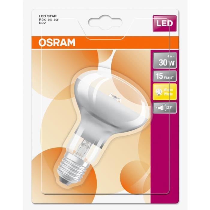 OSRAM Ampoule Spot LED R80 E27 4 W équivalent a 32 W blanc chaud