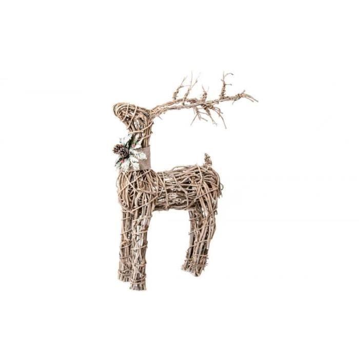 Figurine de Noël : Renne de Noël en rotin 44x19x74cm