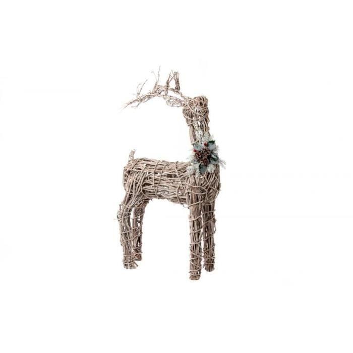 Figurine de Noël : Renne de Noël en rotin naturel 64x25x94cm