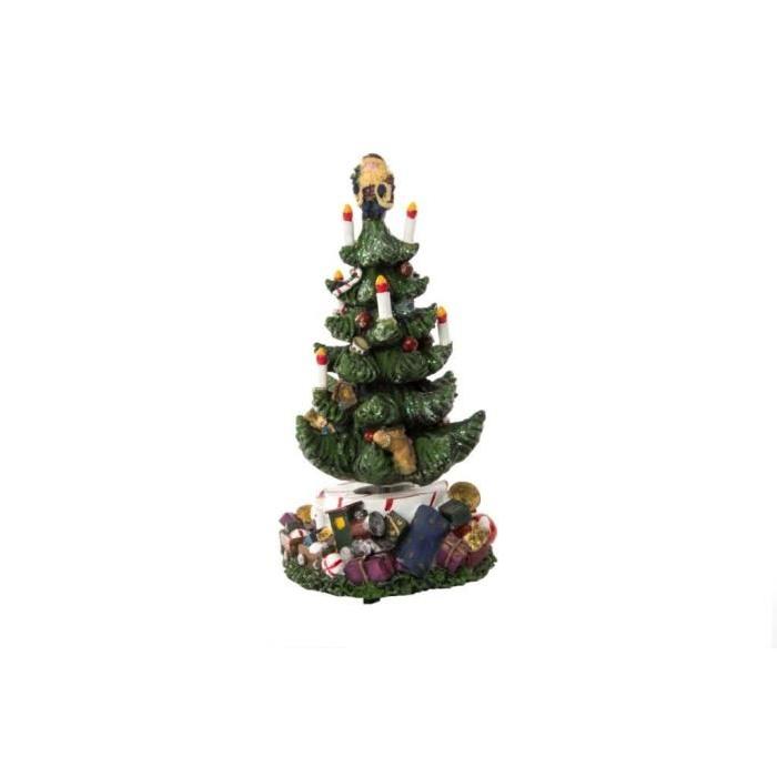 Figurine de Noël : Sapin de Noël musical en résine 10,5x21,5 cm