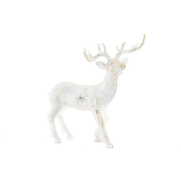 Figurine de Noel : Renne de Noël Blanc en résine 26x15x28,5 cm