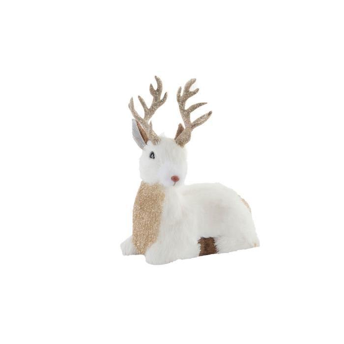 Figurine de Noël : Renne blanc en polyester 18x9x16cm