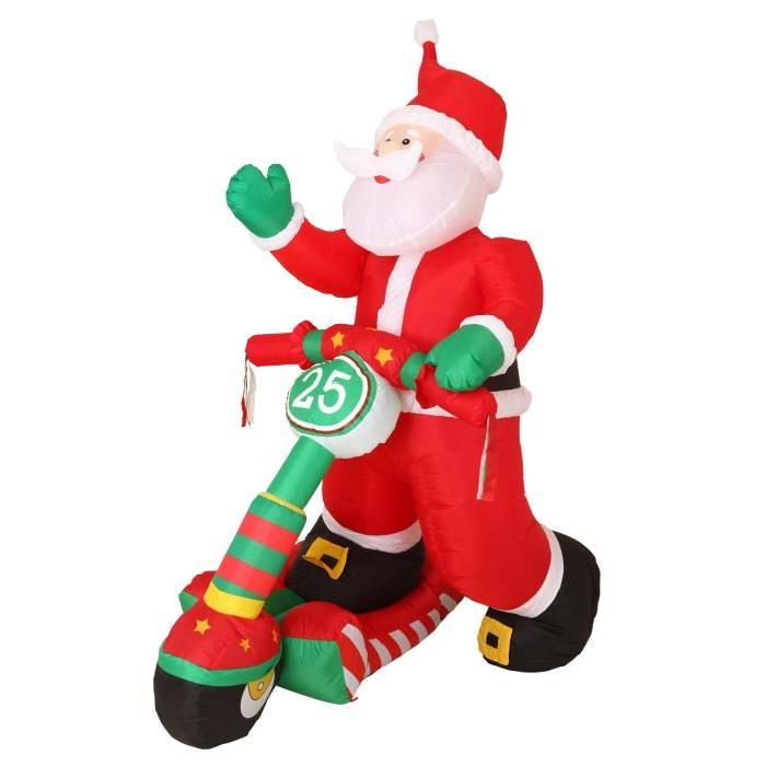 Personnage de Noël Pere Noël en scooter gonflable