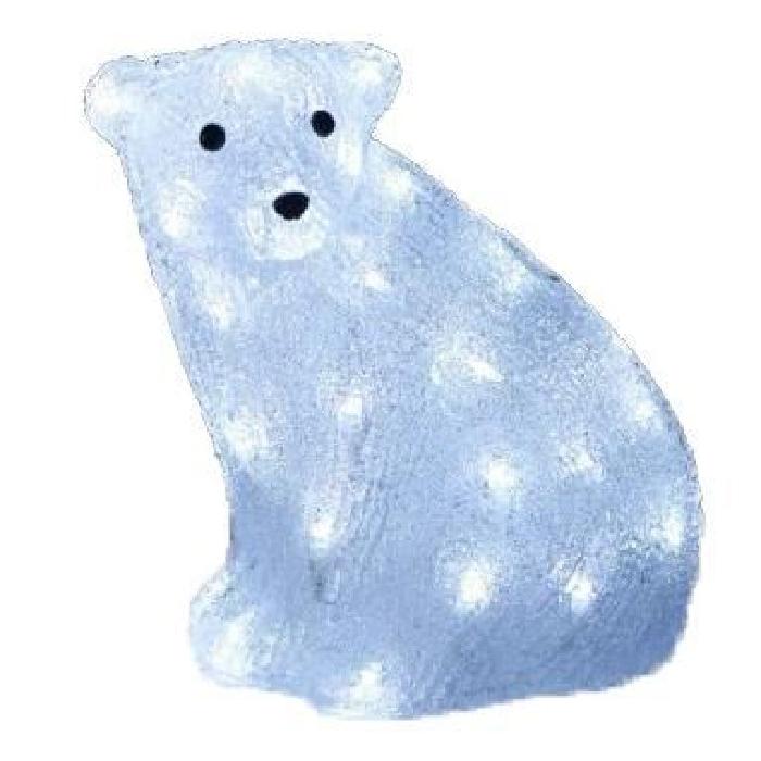 Figurine de Noël Ours de Noël lumineux blanc 21,5 x29x21cm