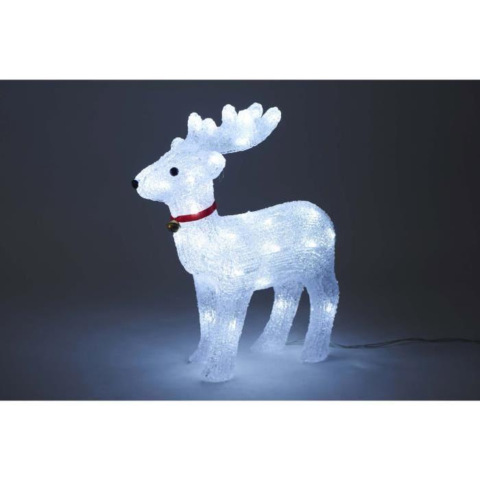 Figurine de Noël Renne de Noël lumineux blanc 24cm