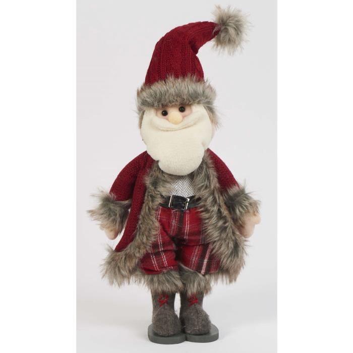 Personnage de Noël Pere Noël Rouge et gris 38 cm