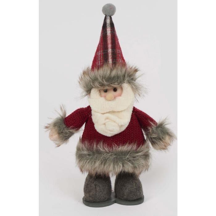 Personnage de Noël Pere Noël Rouge et gris 23 cm