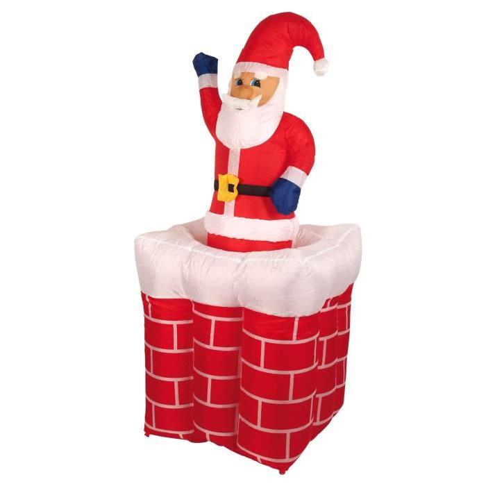 Personnage de Noël Pere Noël dans la cheminée gonflable 160cm