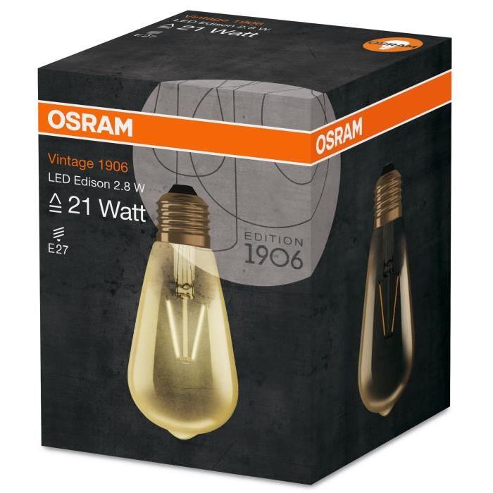 OSRAM Ampoule LED E27 vintage édition 1906 2,8 W équivalent a 21 W blanc chaud