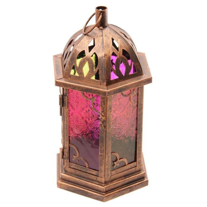 Lanterne marocaine -  Vitres colorées - 29x13x17cm
