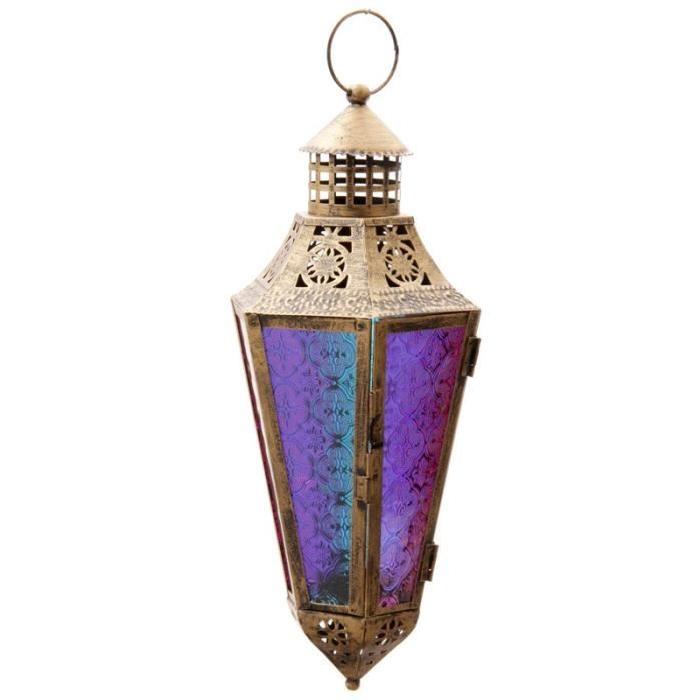 Lanterne marocaine -  Vitres colorées - 43x15x17cm