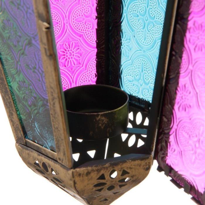 Lanterne marocaine -  Vitres colorées - 43x15x17cm