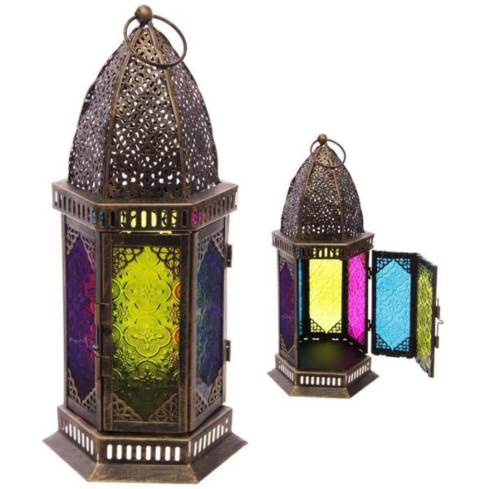 Lanterne marocaine -  34x14.5x7cm -  Métal et verre