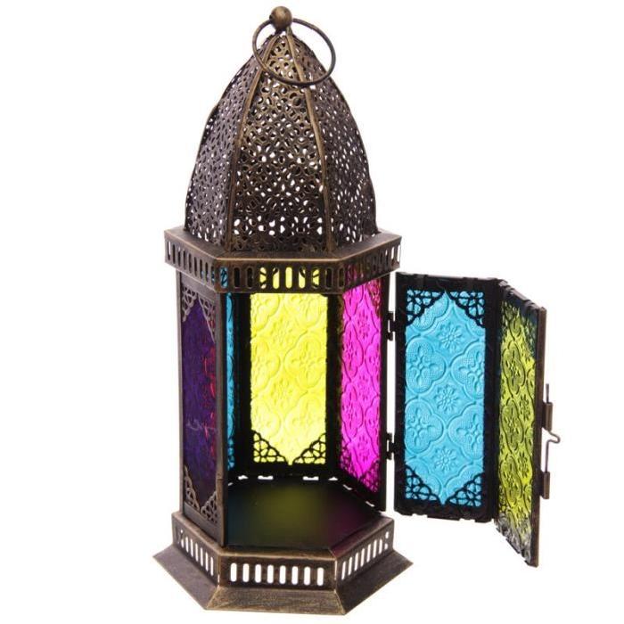 Lanterne marocaine -  34x14.5x7cm -  Métal et verre
