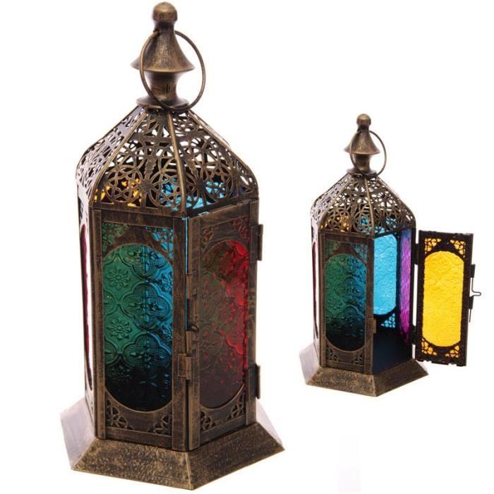 Lanterne marocaine -  31x15x17cm -  Effet patiné