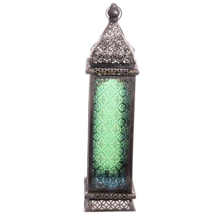 Lanterne marocaine - 50x13x13cm - Argent brossé