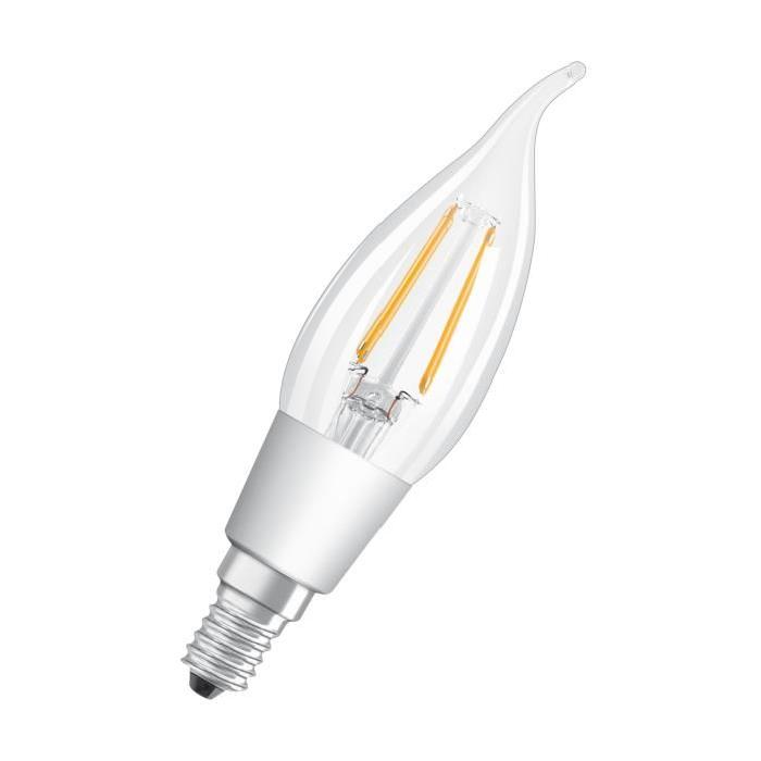 OSRAM Ampoule LED E14 flamme claire 4,5 W équivalent a 40 W blanc chaud dimmable variateur