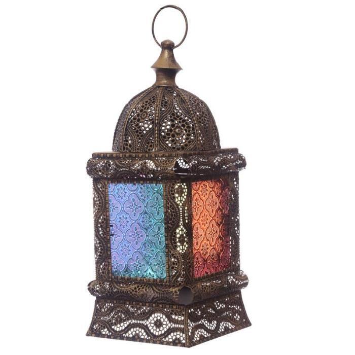 Lanterne marocaine - 37x16x16cm - Effet doré