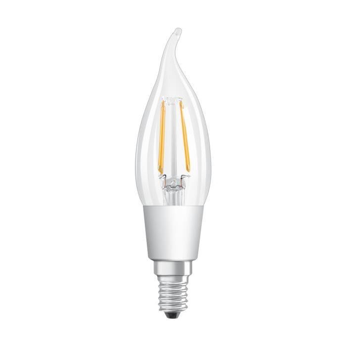 OSRAM Ampoule LED E14 flamme claire 4,5 W équivalent a 40 W blanc chaud dimmable variateur