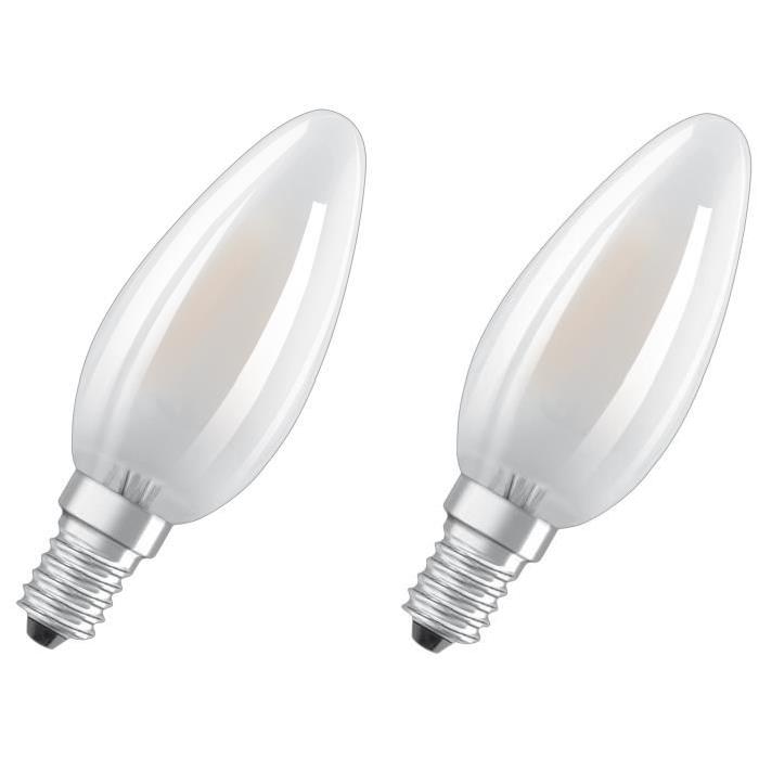 OSRAM Lot de 2 Ampoules LED E14 flamme dépolie 4 W équivalent a 40 W blanc froid