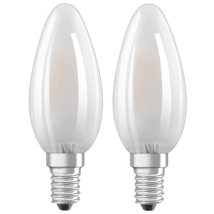 OSRAM Lot de 2 Ampoules LED E14 flamme dépolie 4 W équivalent a 40 W blanc froid