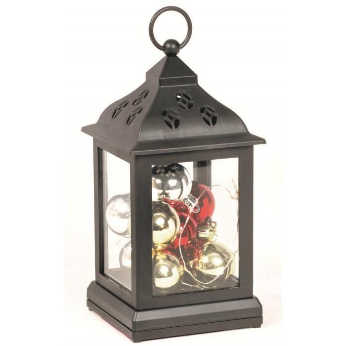 Lanternes lumineuses avec guirlandes noir & blanc 20cm