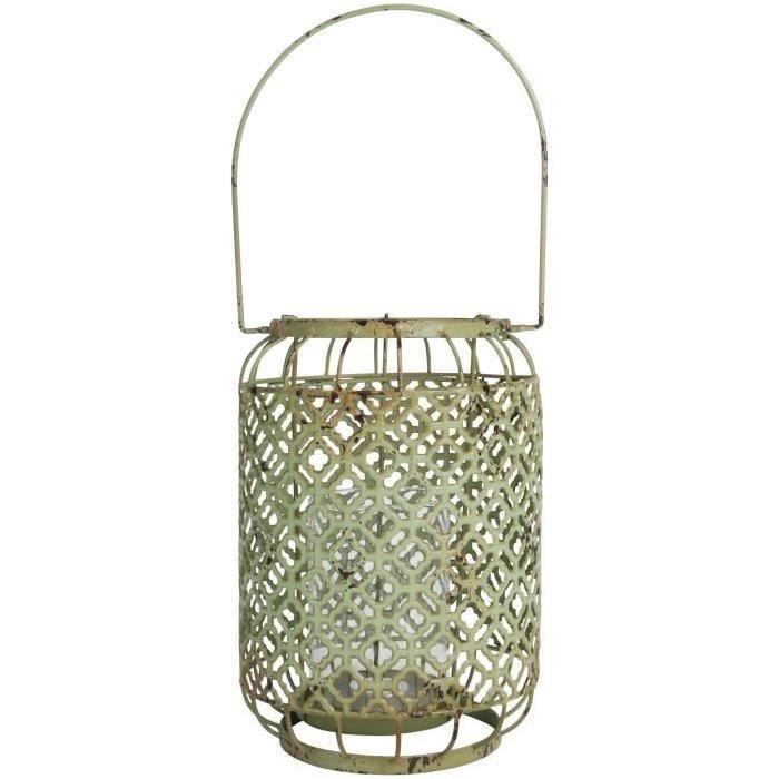 Lanterne de jardin en métal H 29 cm - Vert