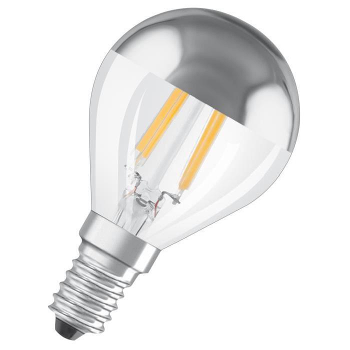 OSRAM Ampoule LED E14 standard Déco calotte argentée 4 W équivalent a 34 W blanc chaud