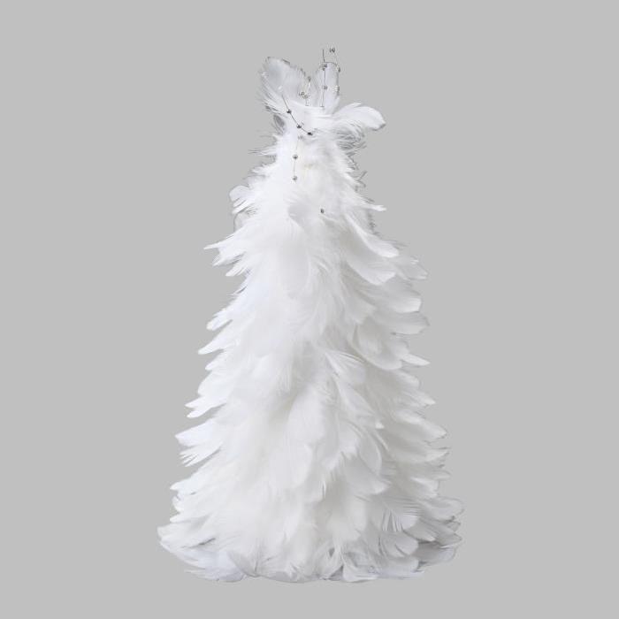 Sapin de Noël artificiel en Plumes Blanc 30 cm