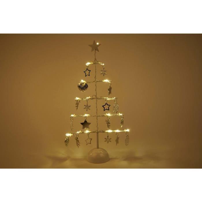 Sapin décoré lumineux Argenté 19 LED 47 cm