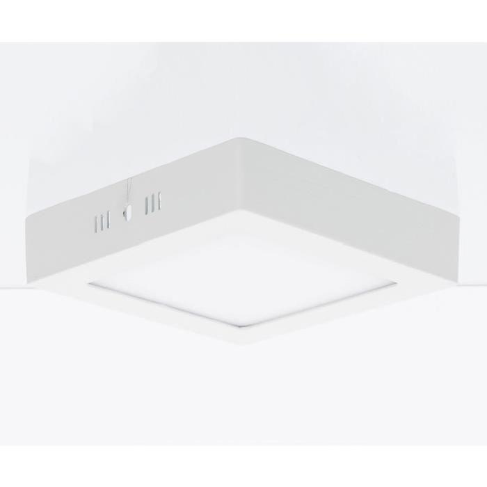 Plafonnier LED Aries carré hauteur 4 cm 12W équivalent a 60W blanc