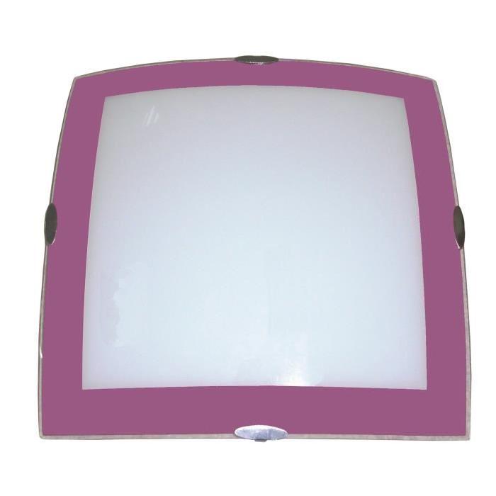 Plafonnier Mode en verre 30x30 cm E27 60W bord violet