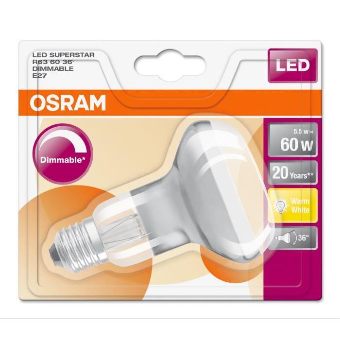 OSRAM Ampoule Spot LED R63 E27 4,5 W équivalent a 33 W blanc chaud dimmable