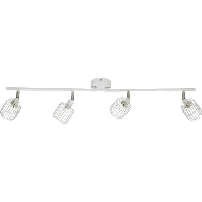 Plafonnier barre a 4 lumieres Flavian G9 35W blanc