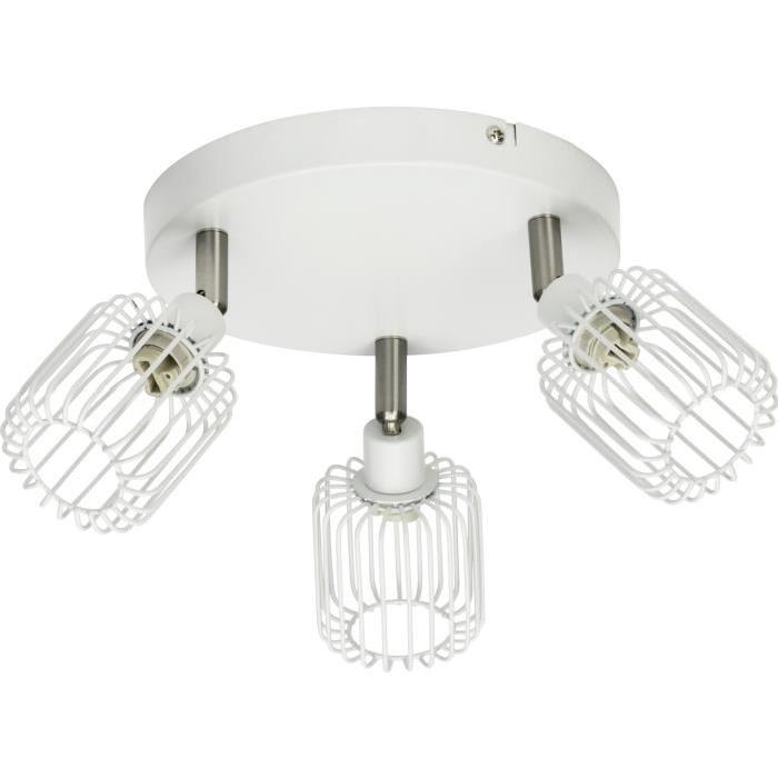 Plafonnier barre a 3 lumieres Flavian G9 35W blanc