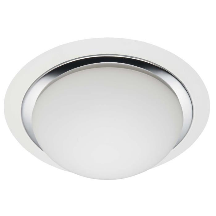 BRILLIANT Plafonnier a 2 lumieres Magnolia IP44 diametre 29 cm E27 40W blanc dépoli et chrome