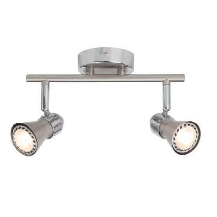 Plafonnier LED a 2 lumieres Sanny GU10 3W acier et chrome